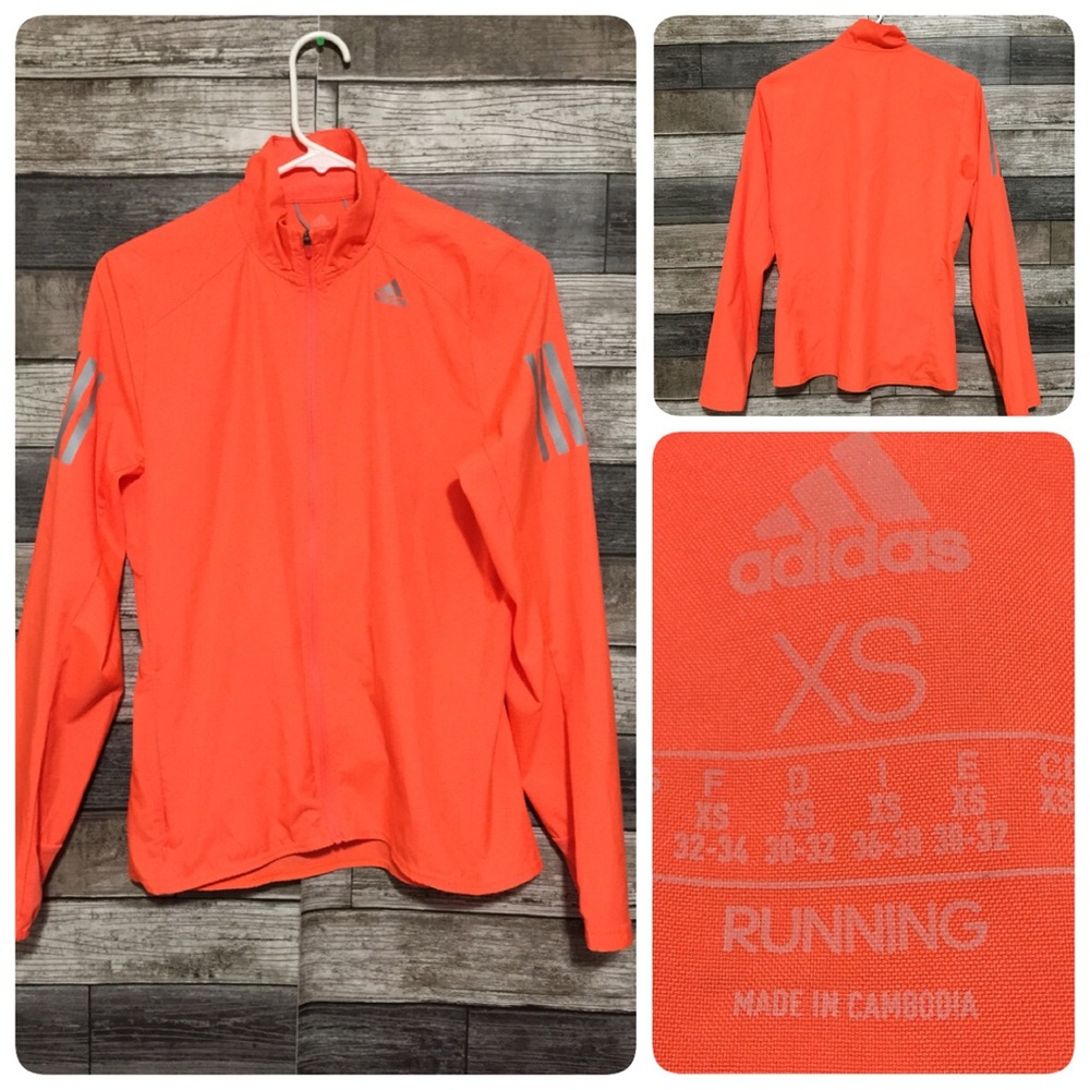 Adidas Running Jacket Women’s XS Bright Orange Full Zip Lightweight